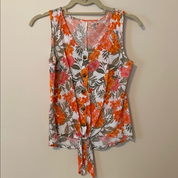 LOFT Tops - Loft tie front button up patterned tank
